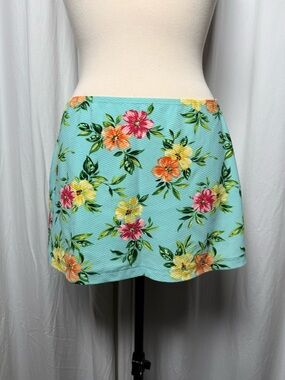 Aqua Floral Mini Skirt Cover-Up